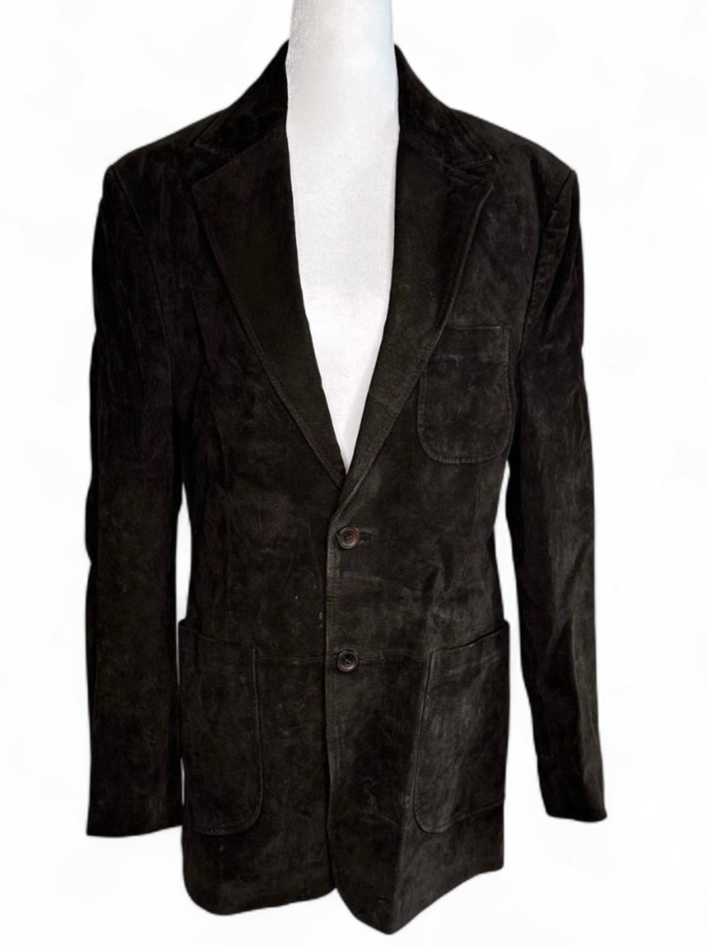 Men's Dark Brown Suede Leather Blazer
